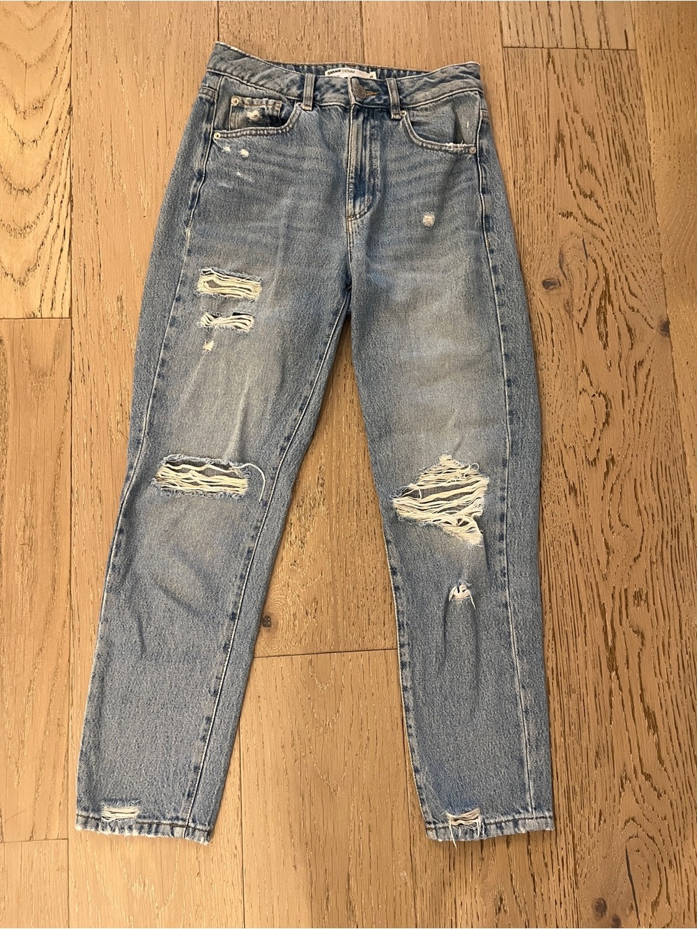 Garage Light Blue Distressed Ankle Jeans